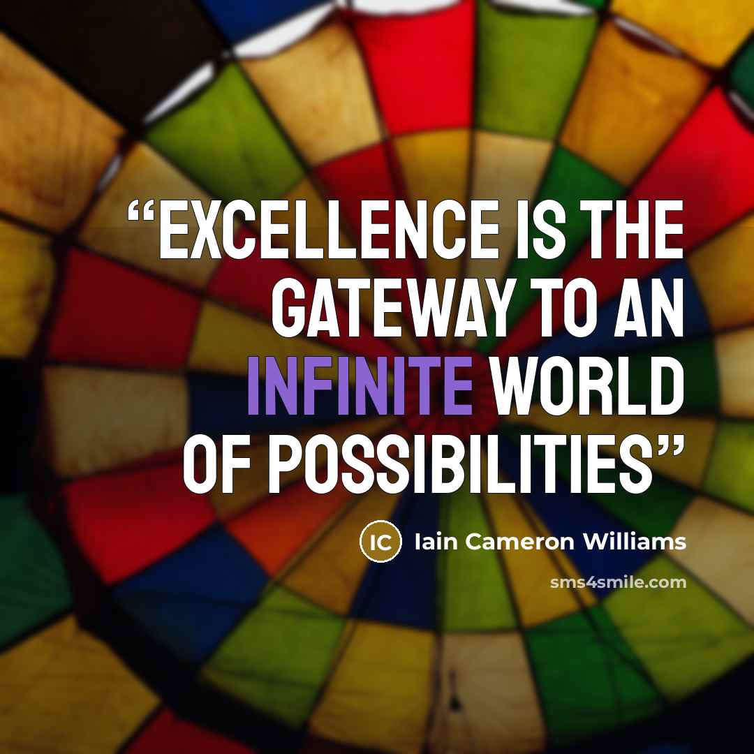 “Excellence is the gateway to an infinite world of possibilities” quote by Iain Cameron Williams
