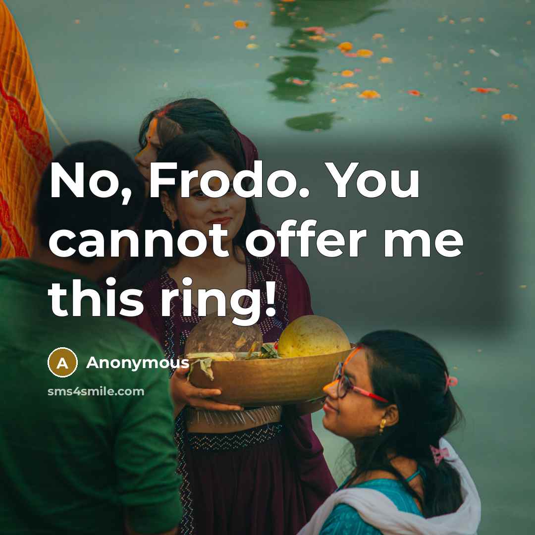 “No, Frodo. You cannot offer me this ring!” quote by Anonymous