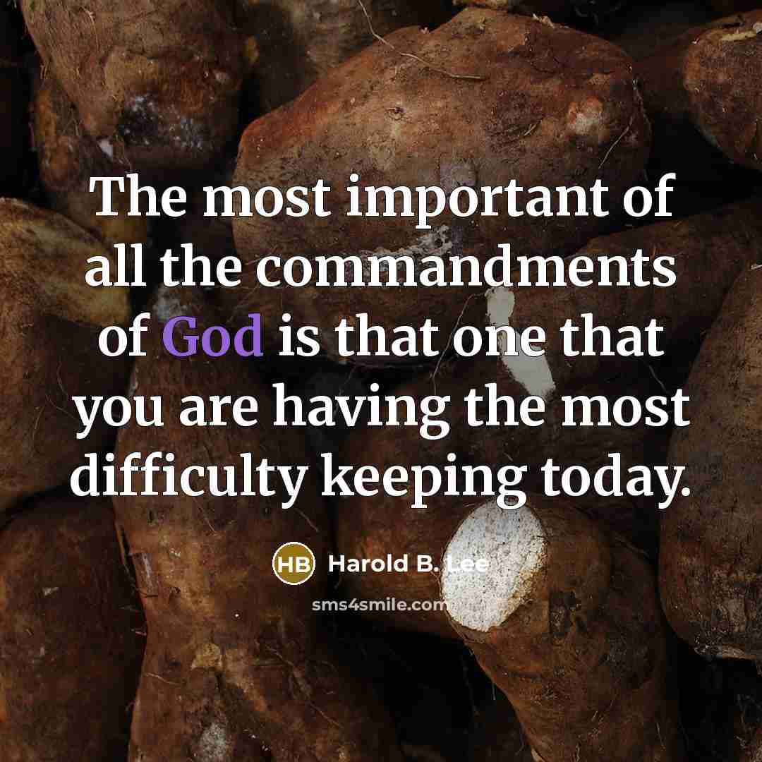 “The most important of all the commandments of God is that one that you are having the most difficulty keeping today.” quote by Harold B. Lee