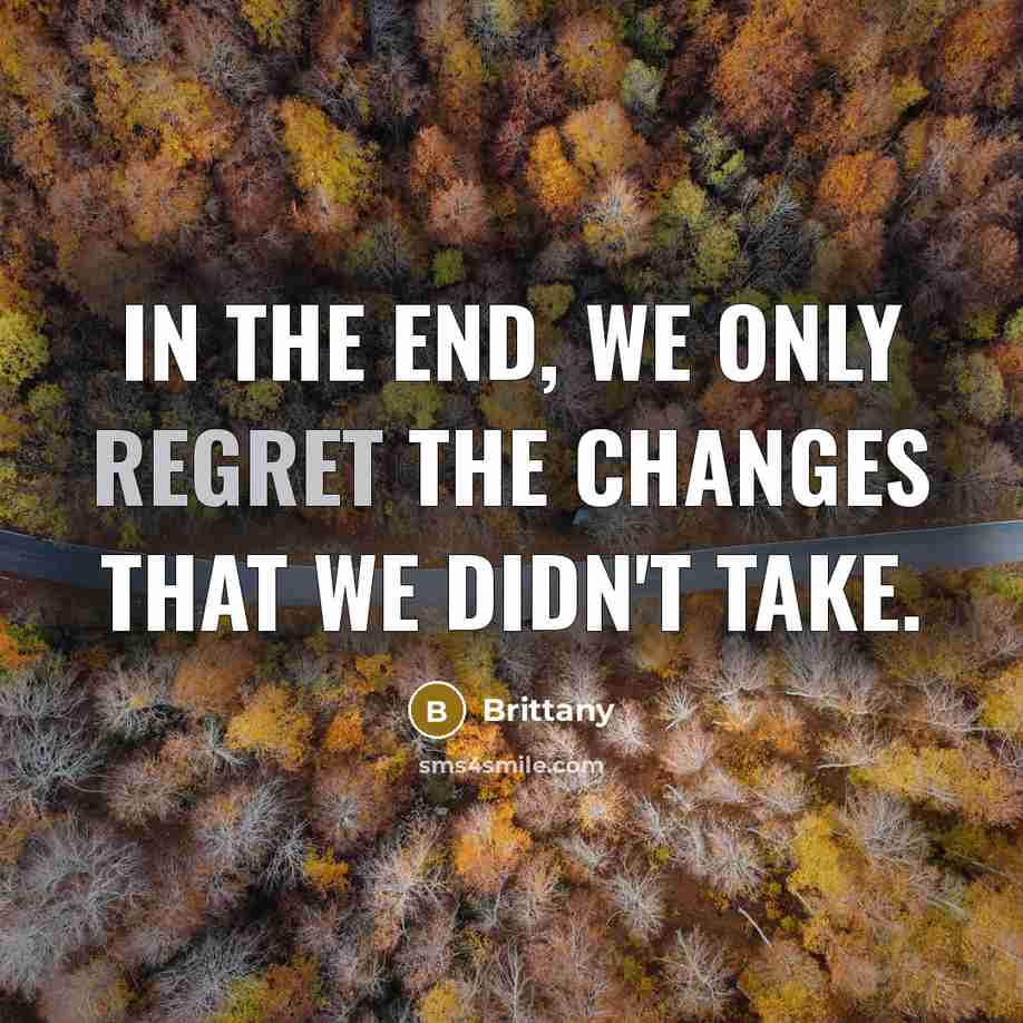 “In the end, we only regret the changes that we didn't take.” quote by Brittany