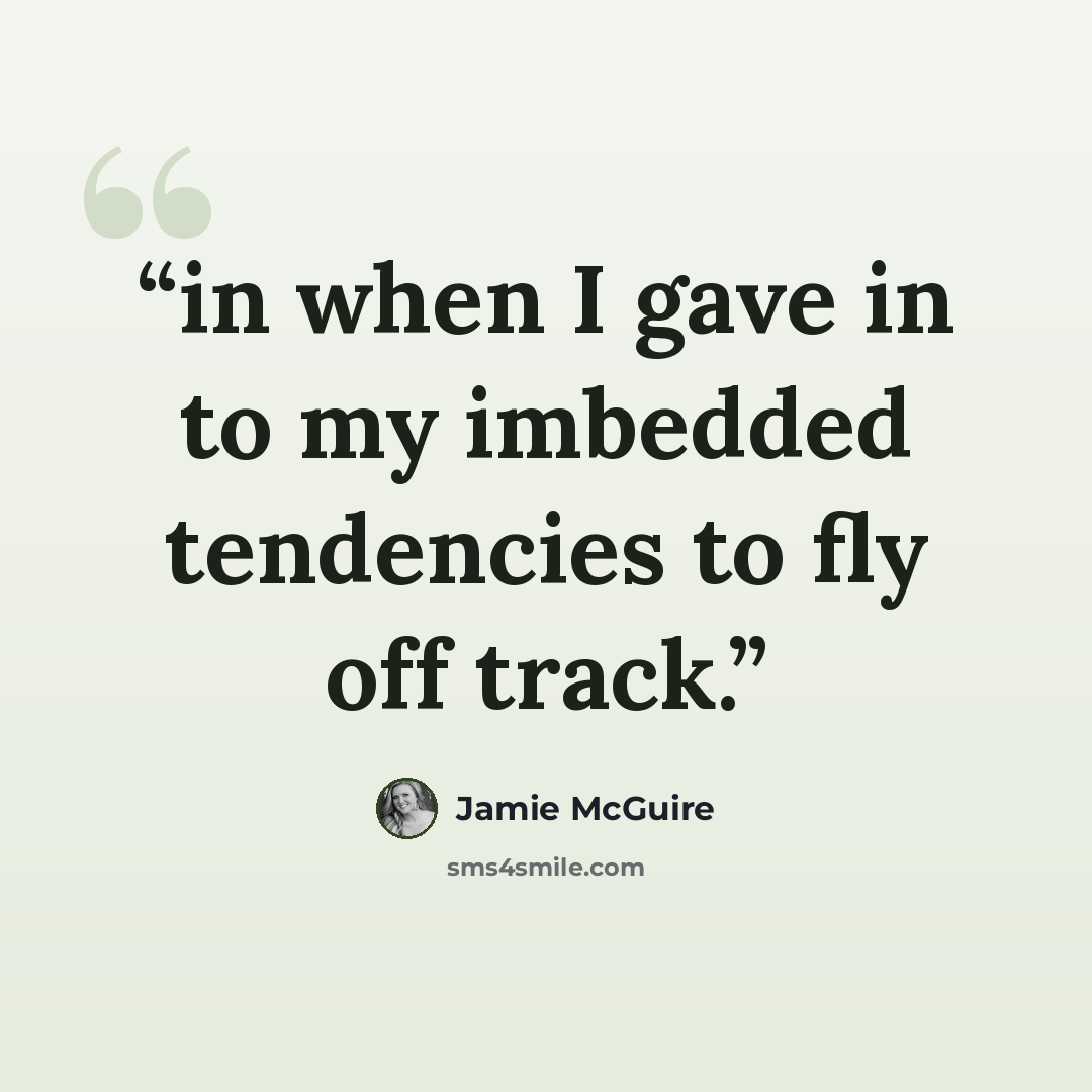 “in when I gave in to my imbedded tendencies to fly off track.” quote by Jamie McGuire