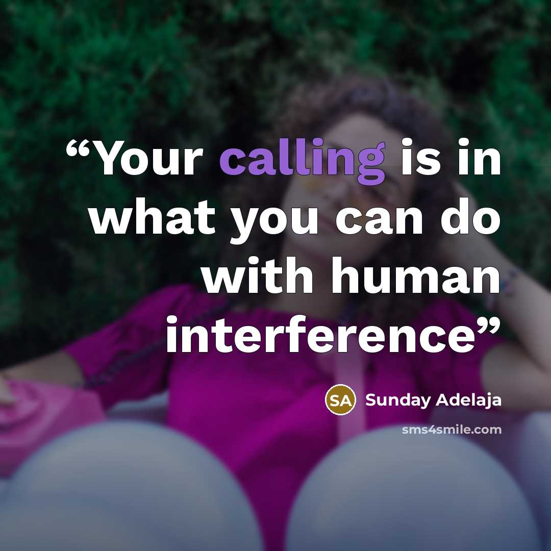 “Your calling is in what you can do with human interference” quote by Sunday Adelaja