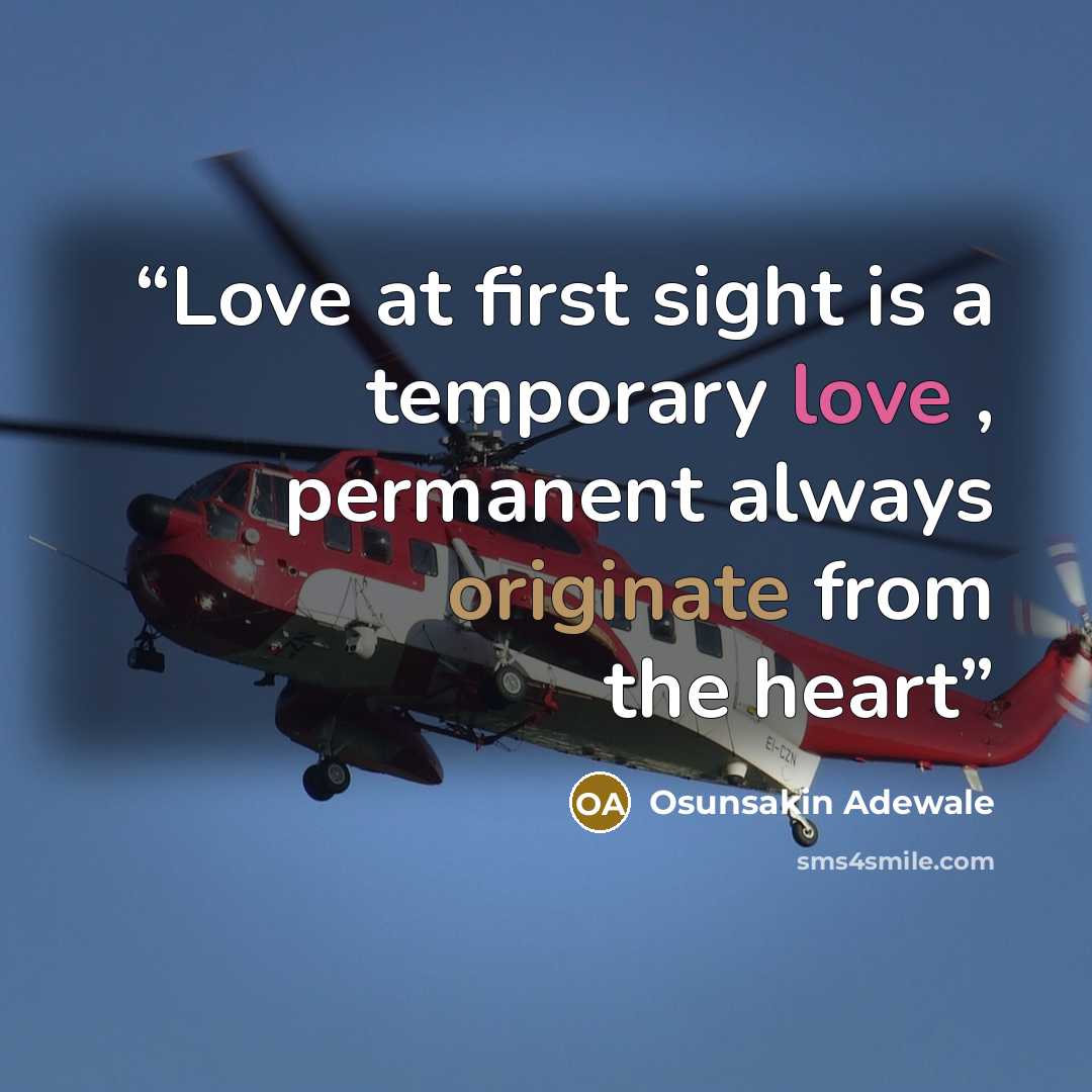 “Love at first sight is a temporary love , permanent always originate from the heart” quote by Osunsakin Adewale