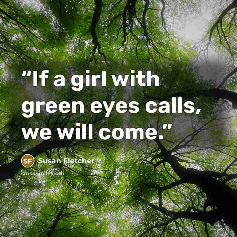 “If a girl with green eyes calls, we will come.” quote by Susan Fletcher