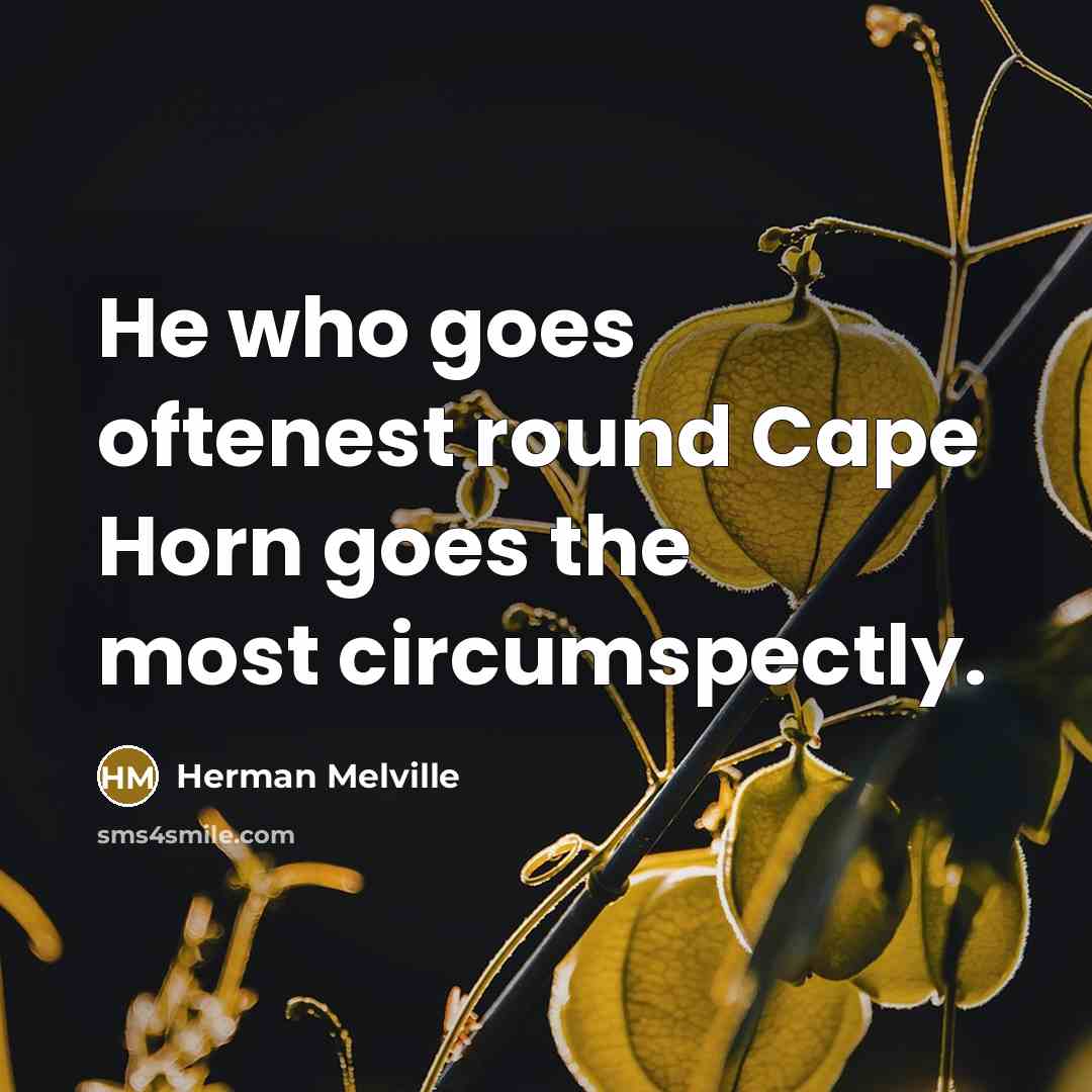 “He who goes oftenest round Cape Horn goes the most circumspectly.” quote by Herman Melville