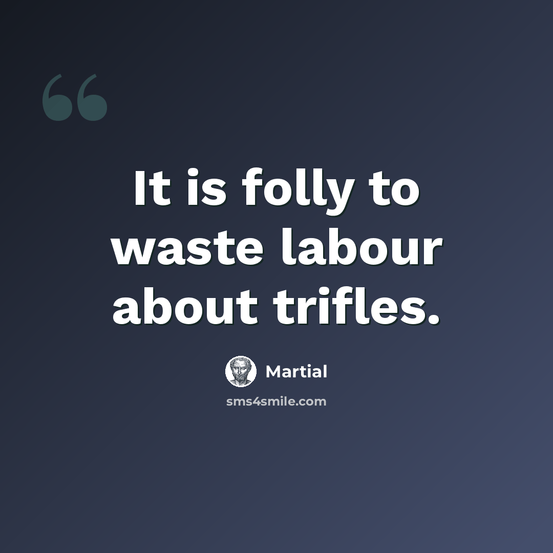 “It is folly to waste labour about trifles.” quote by Martial