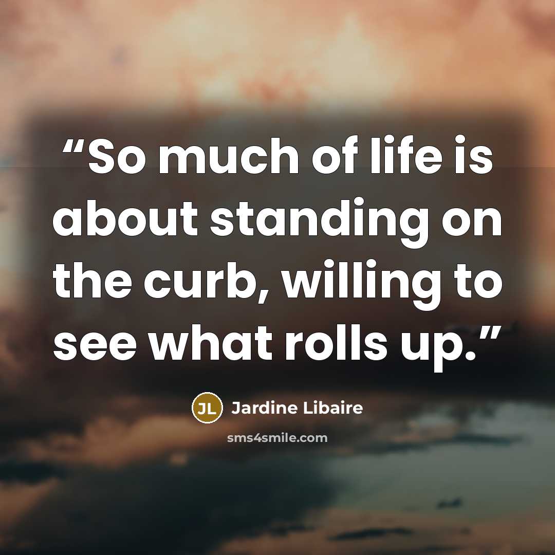 “So much of life is about standing on the curb, willing to see what rolls up.” quote by Jardine Libaire