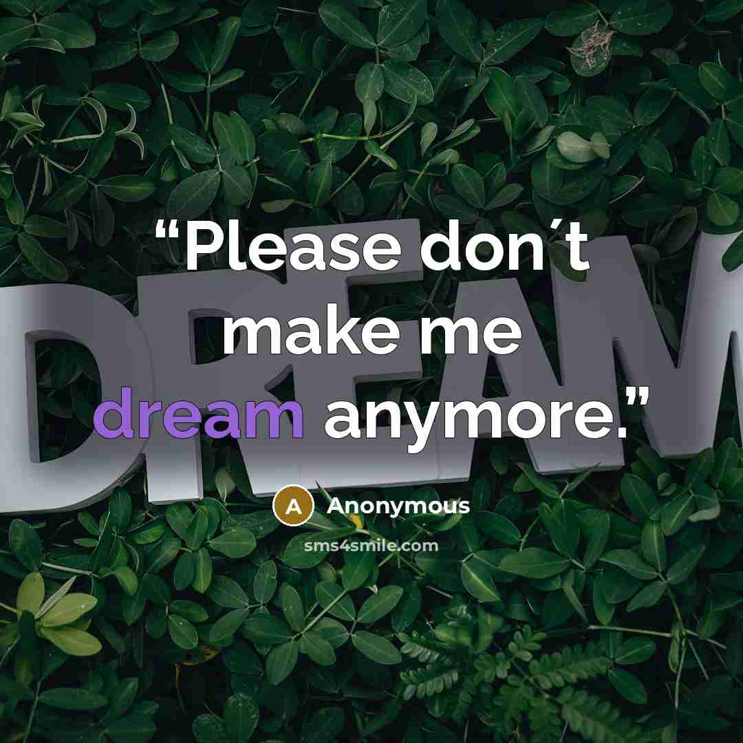 “Please don´t make me dream anymore.” quote by Anonymous