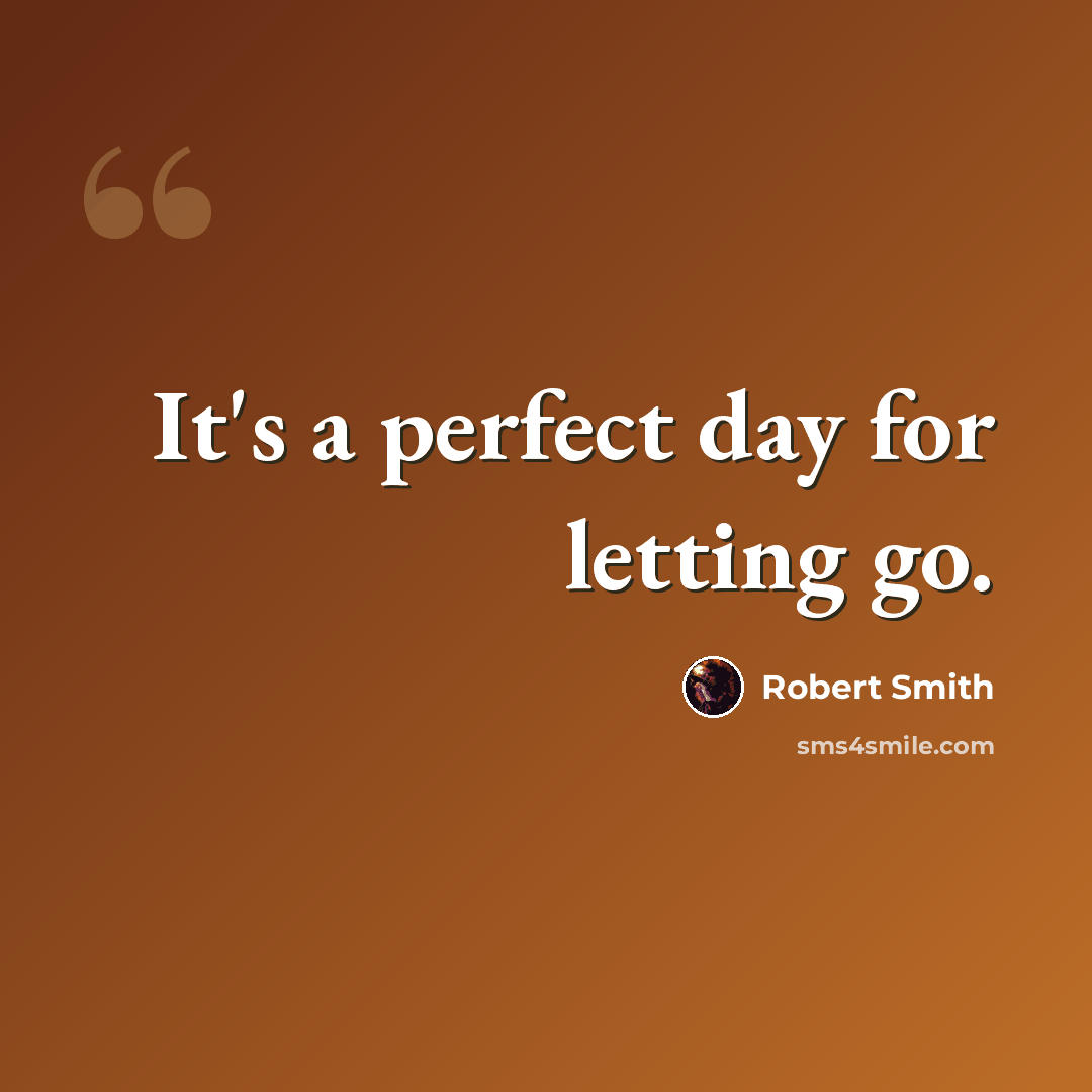 “It's a perfect day for letting go.” quote by Robert Smith