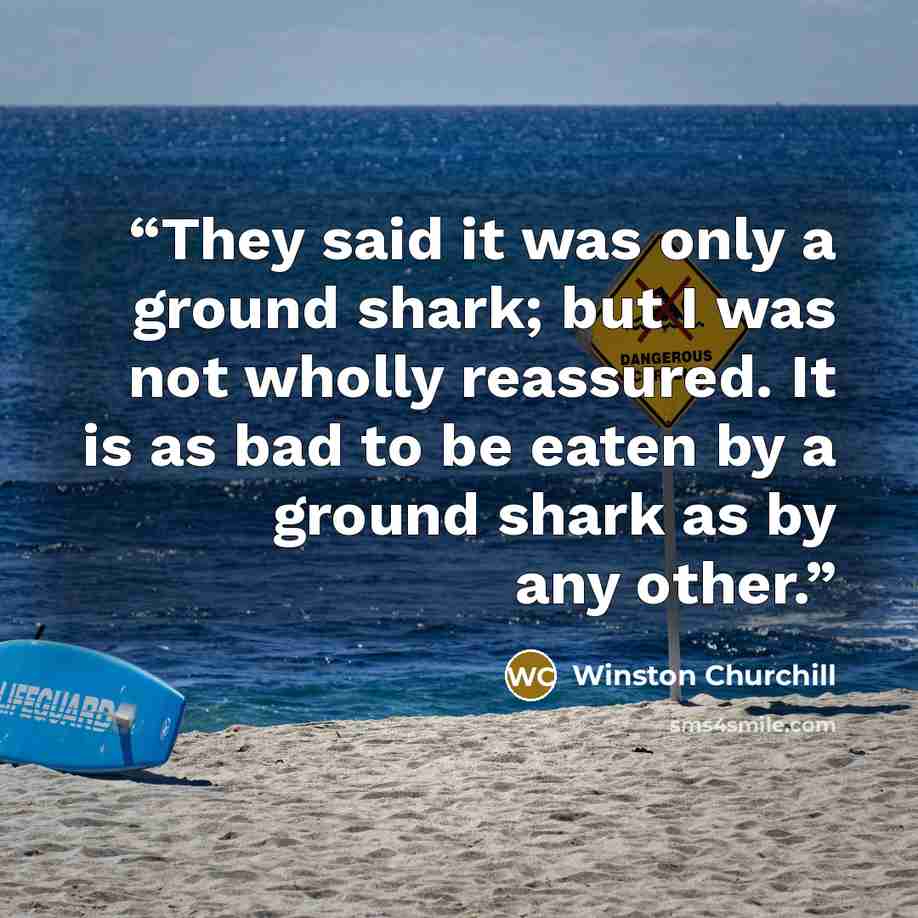 “They said it was only a ground shark; but I was not wholly reassured. It is as bad to be eaten by a ground shark as by any other.” quote by Winston Churchill