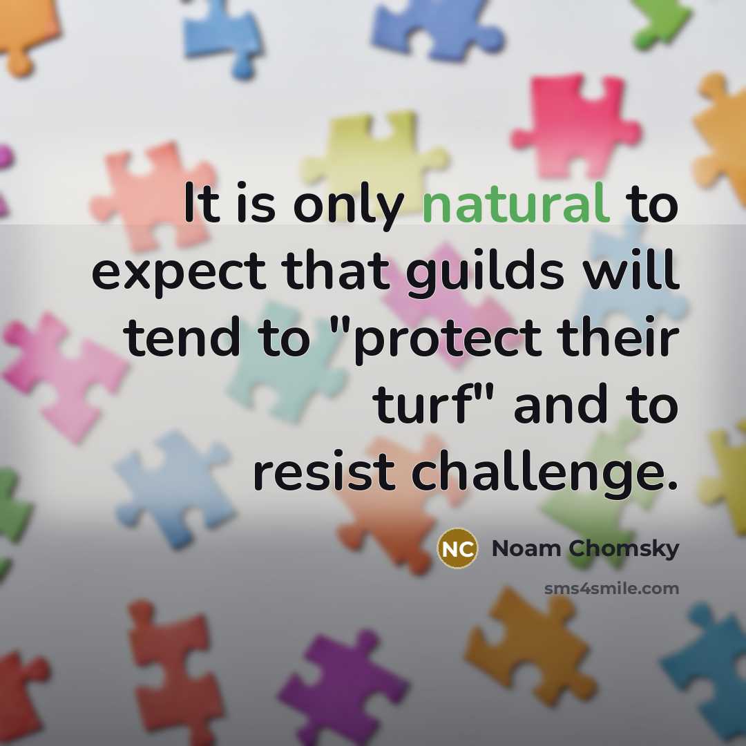 “It is only natural to expect that guilds will tend to "protect their turf" and to resist challenge.” quote by Noam Chomsky