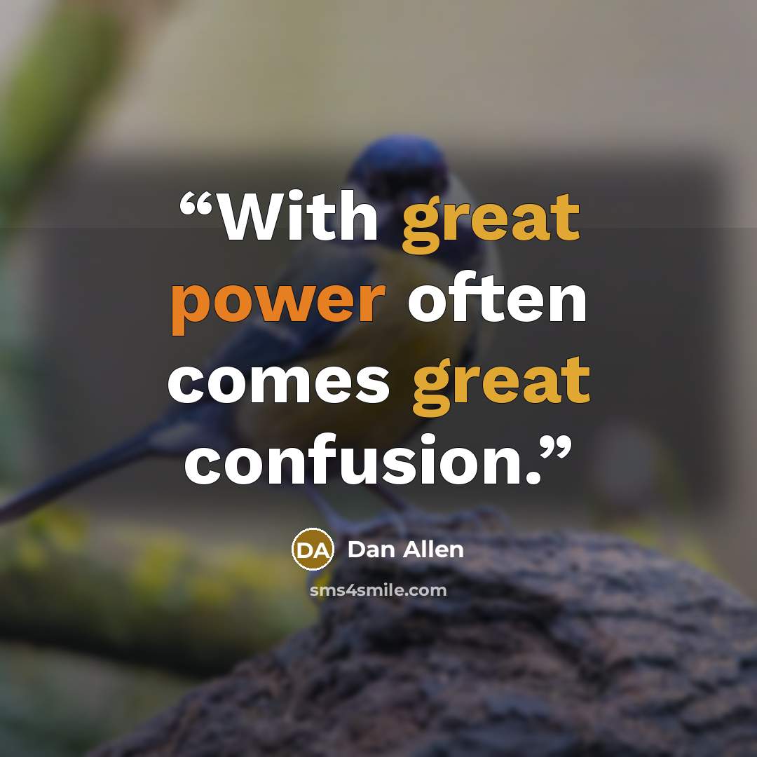 “With great power often comes great confusion.” quote by Dan Allen