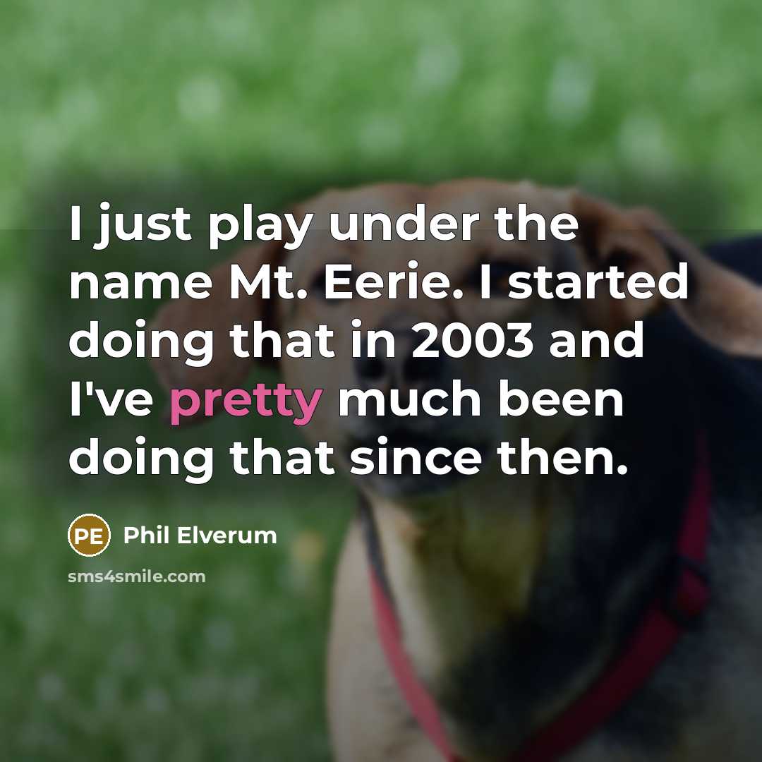 “I just play under the name Mt. Eerie. I started doing that in 2003 and I've pretty much been doing that since then.” quote by Phil Elverum