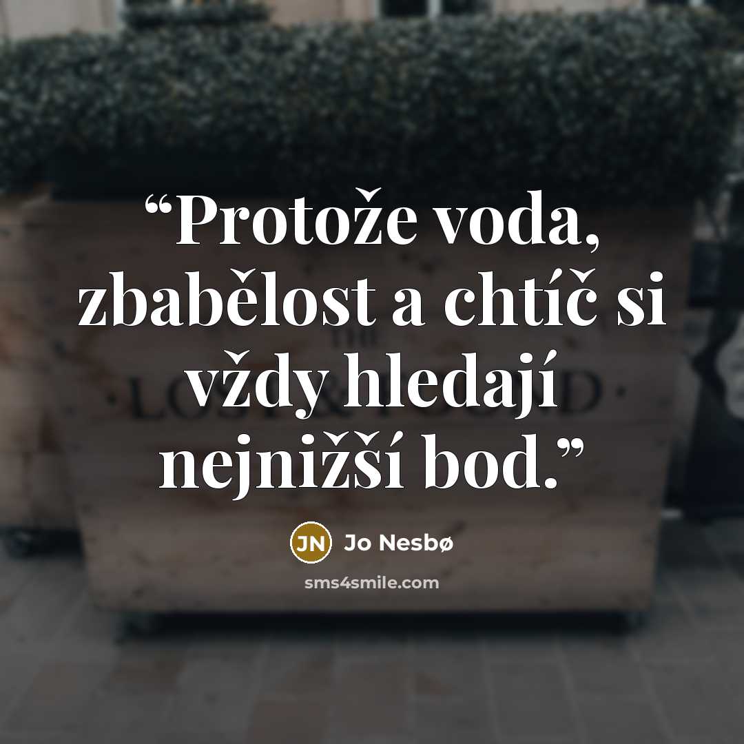 “Protože voda, zbabělost a chtíč si vždy hledají nejnižší bod.” quote by Jo Nesbø
