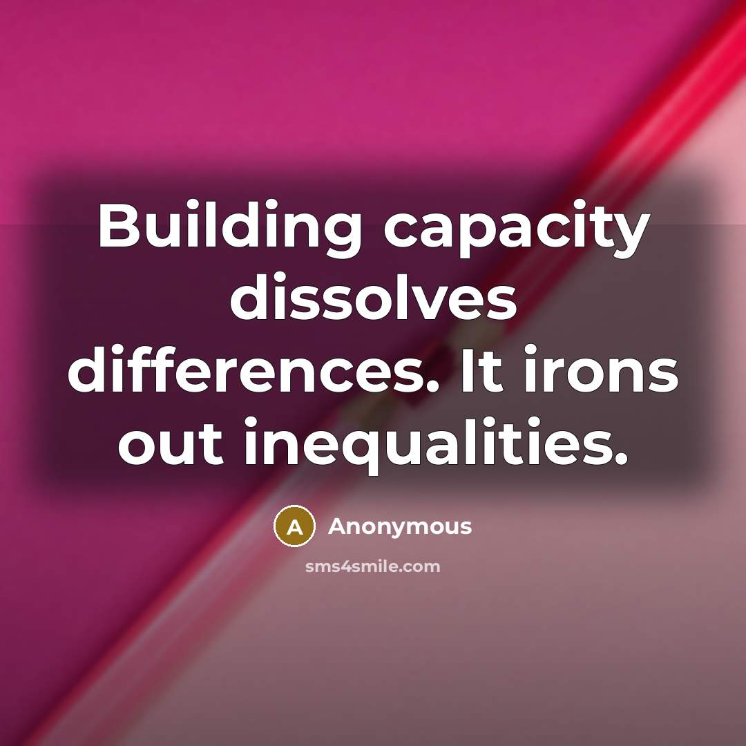 “Building capacity dissolves differences. It irons out inequalities.” quote by Anonymous