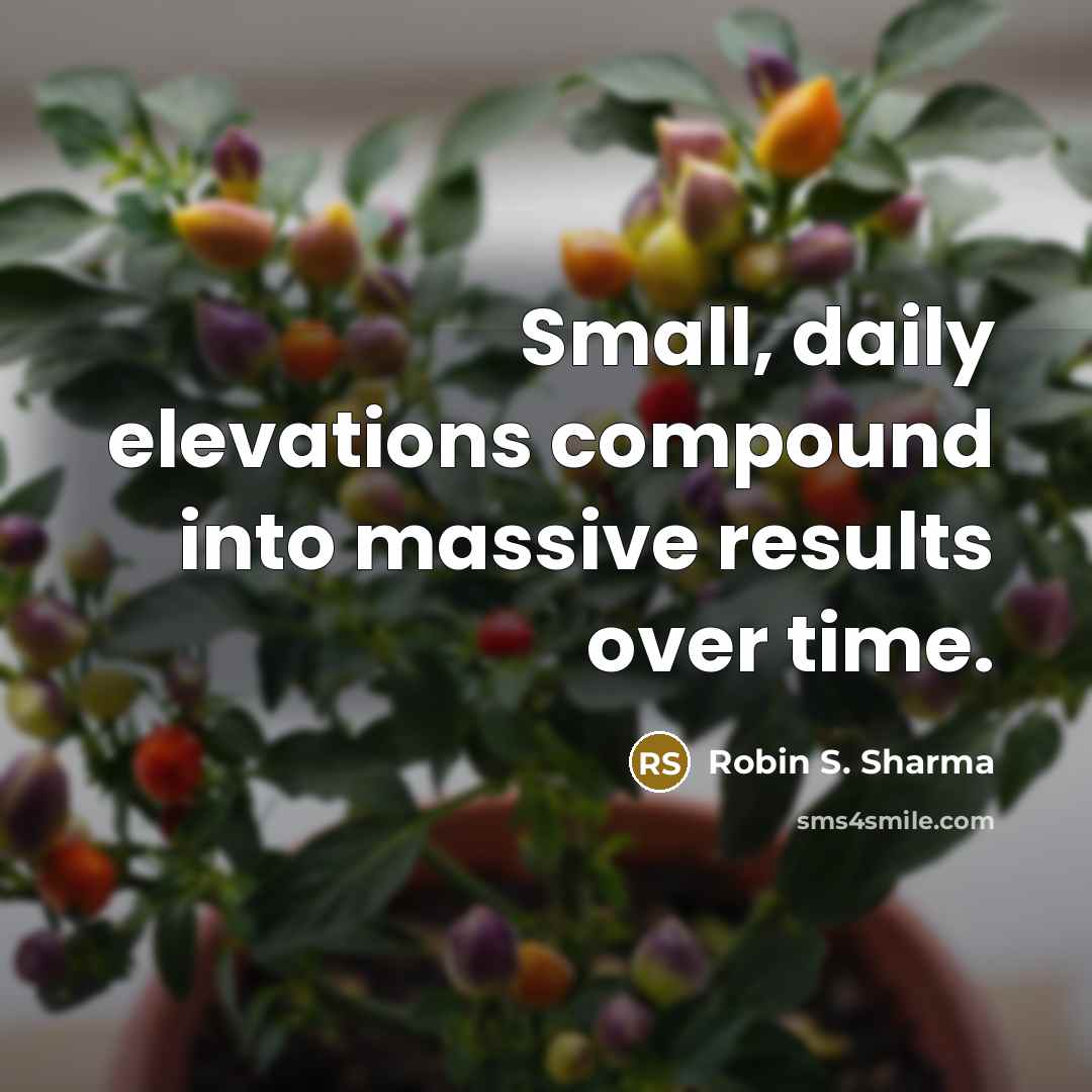 “Small, daily elevations compound into massive results over time.” quote by Robin S. Sharma