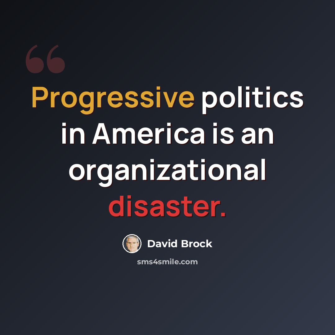“Progressive politics in America is an organizational disaster.” quote by David Brock