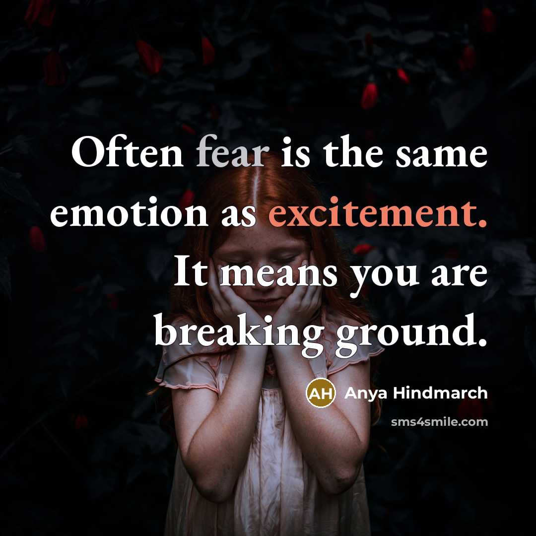 “Often fear is the same emotion as excitement. It means you are breaking ground.” quote by Anya Hindmarch