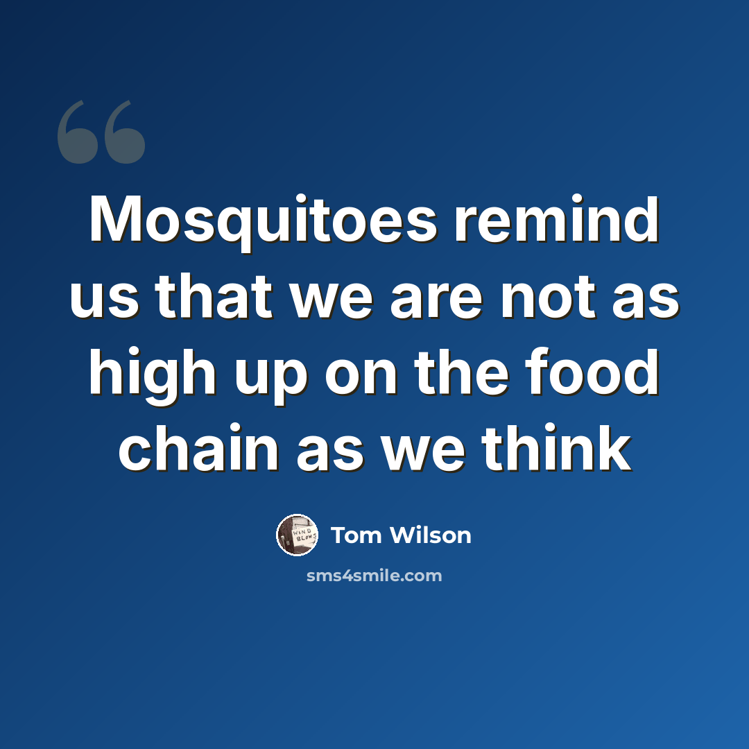 “Mosquitoes remind us that we are not as high up on the food chain as we think” quote by Tom Wilson