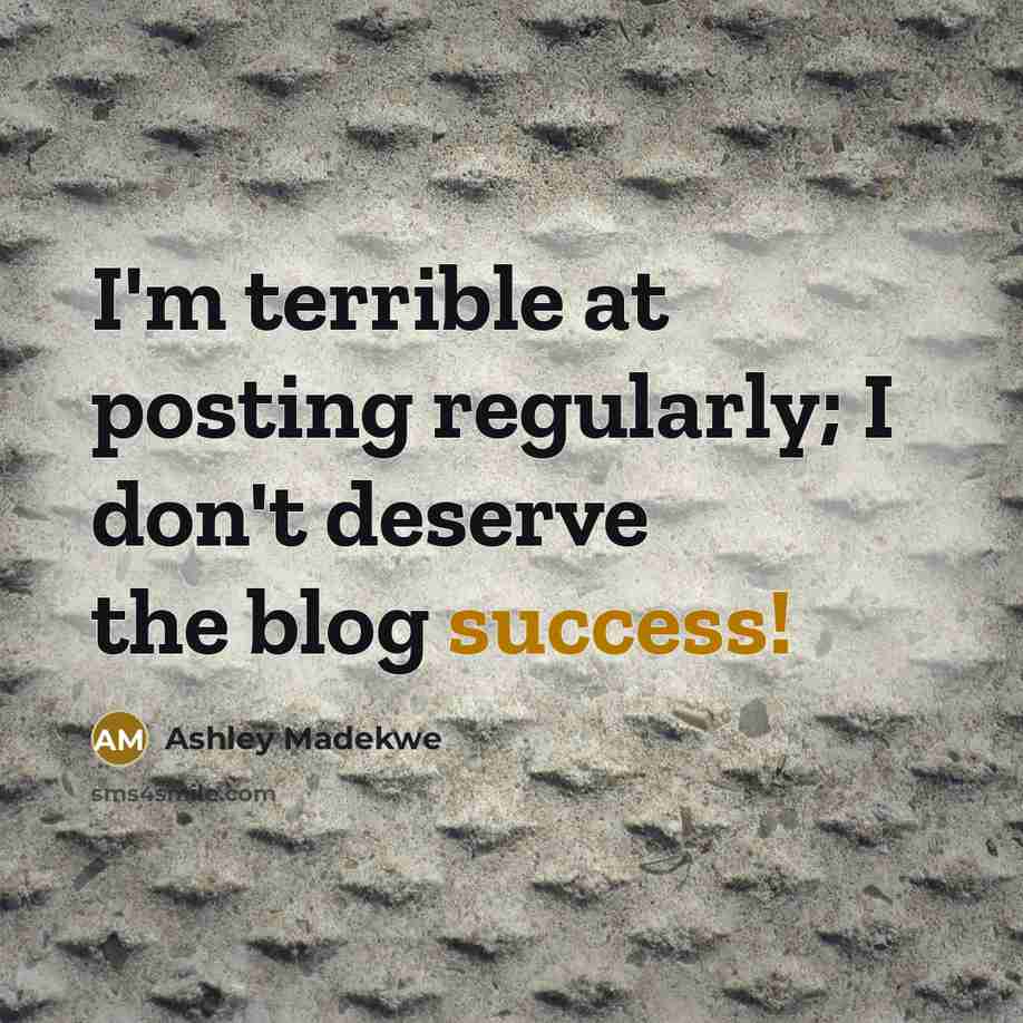 “I'm terrible at posting regularly; I don't deserve the blog success!” quote by Ashley Madekwe