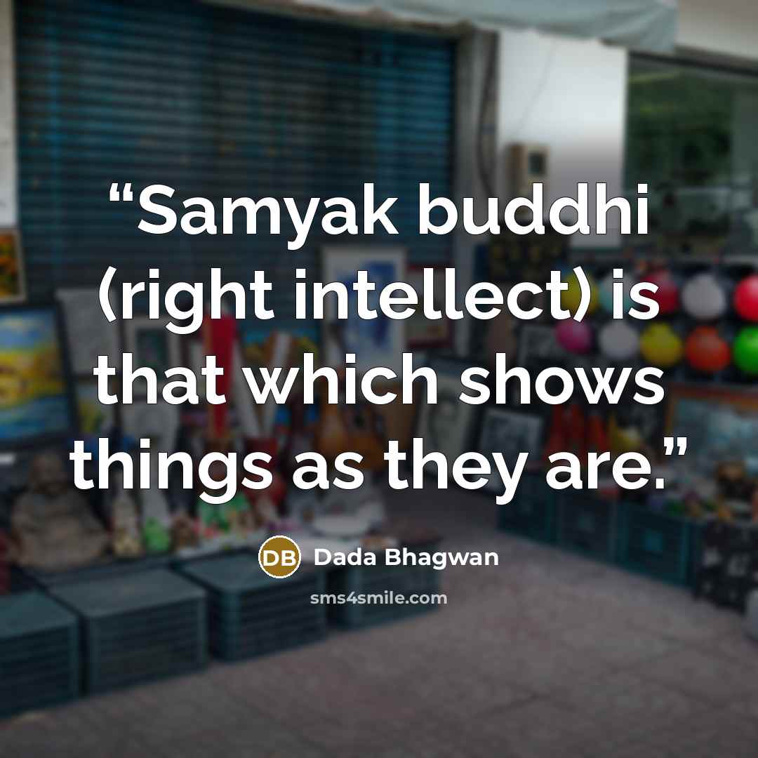 “Samyak buddhi (right intellect) is that which shows things as they are.” quote by Dada Bhagwan