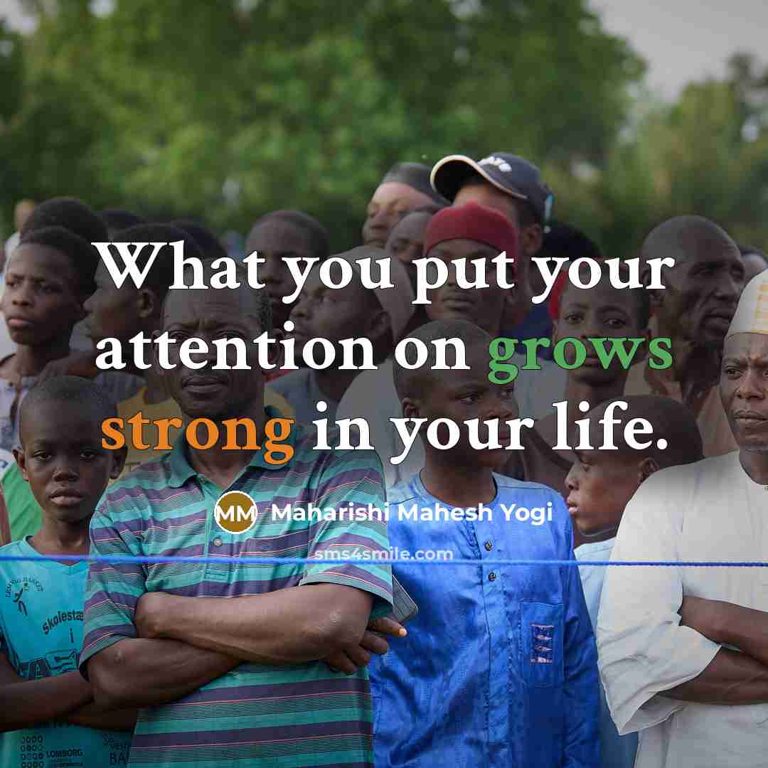 “What you put your attention on grows strong in your life.” quote by Maharishi Mahesh Yogi