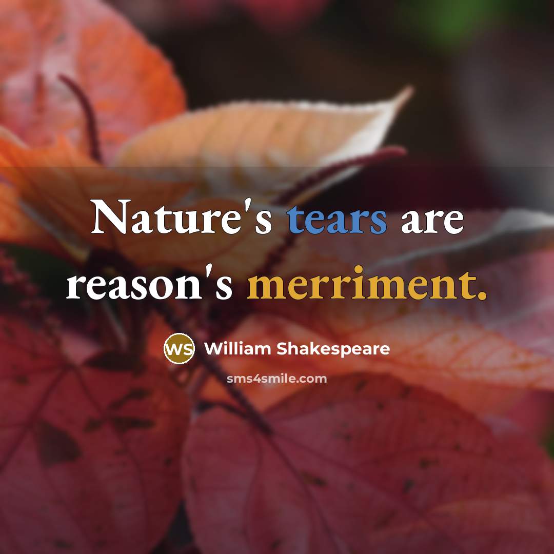 “Nature's tears are reason's merriment.” quote by William Shakespeare