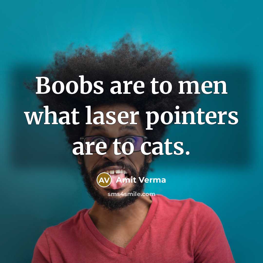 “Boobs are to men what laser pointers are to cats.” quote by Amit Verma