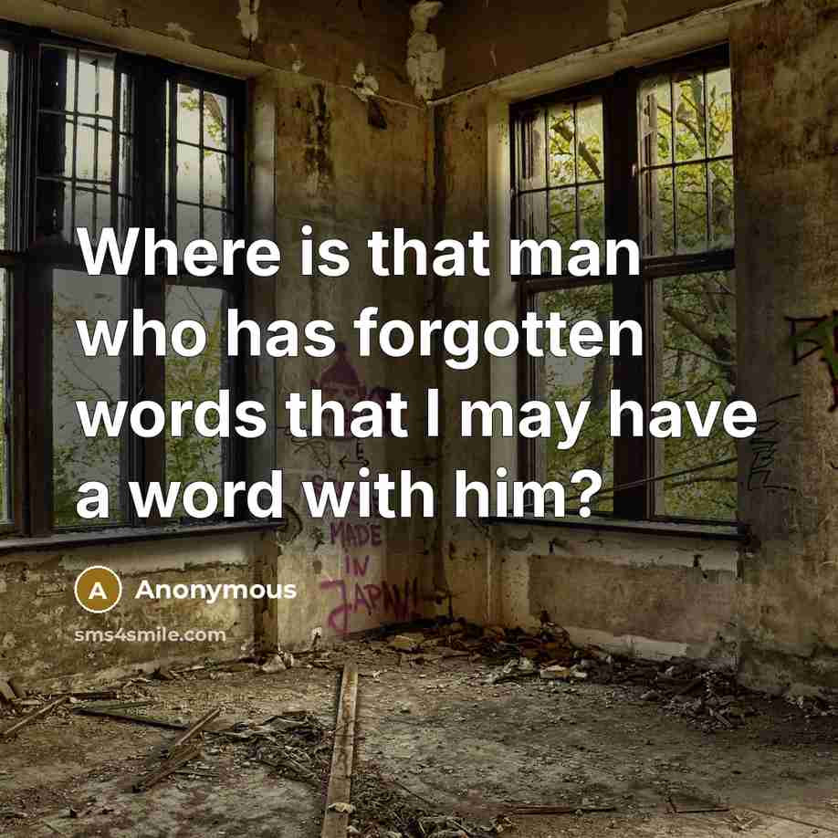 “Where is that man who has forgotten words that I may have a word with him?” quote by Anonymous