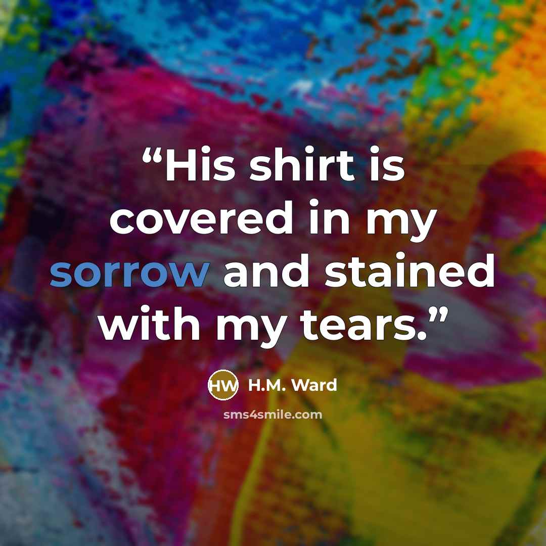 “His shirt is covered in my sorrow and stained with my tears.” quote by H.M. Ward