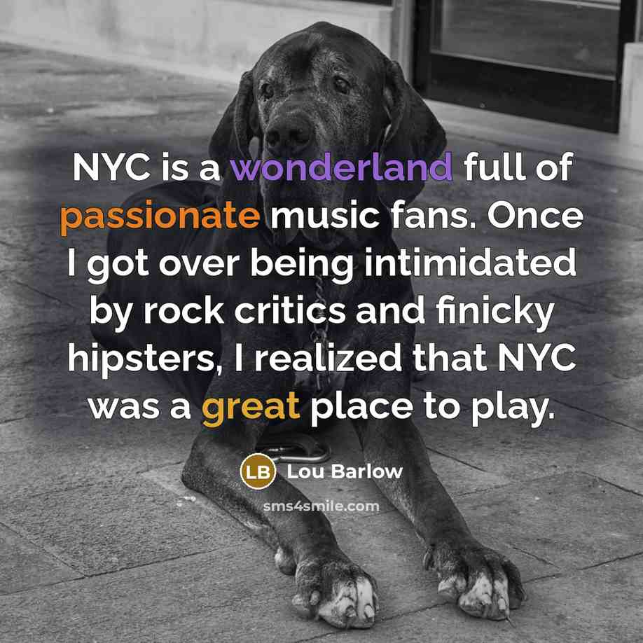 “NYC is a wonderland full of passionate music fans. Once I got over being intimidated by rock critics and finicky hipsters, I realized that NYC was a great place to play.” quote by Lou Barlow
