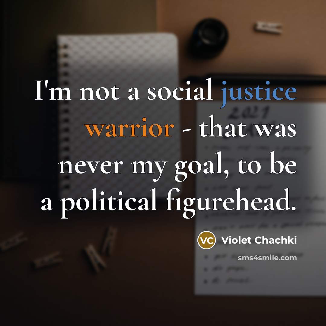 “I'm not a social justice warrior - that was never my goal, to be a political figurehead.” quote by Violet Chachki