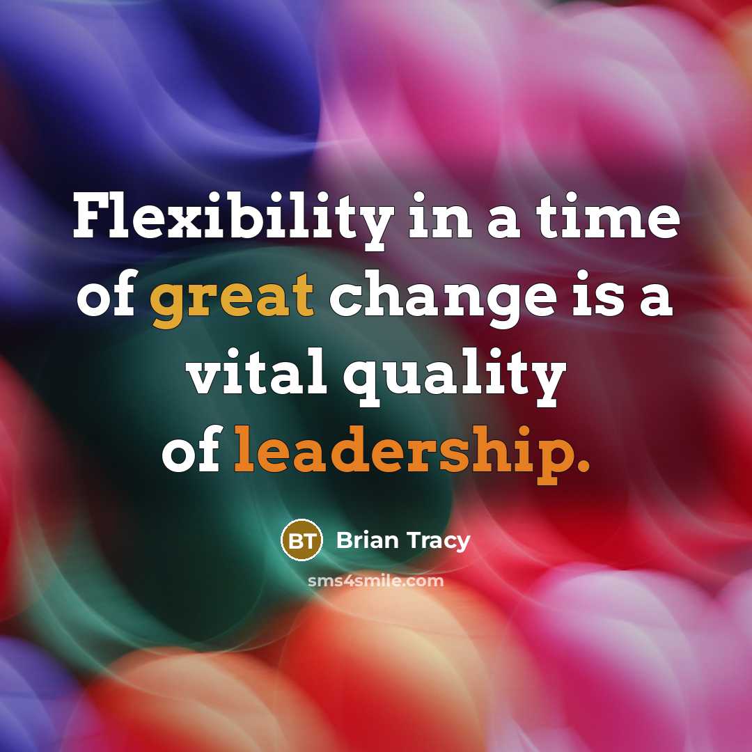 “Flexibility in a time of great change is a vital quality of leadership.” quote by Brian Tracy