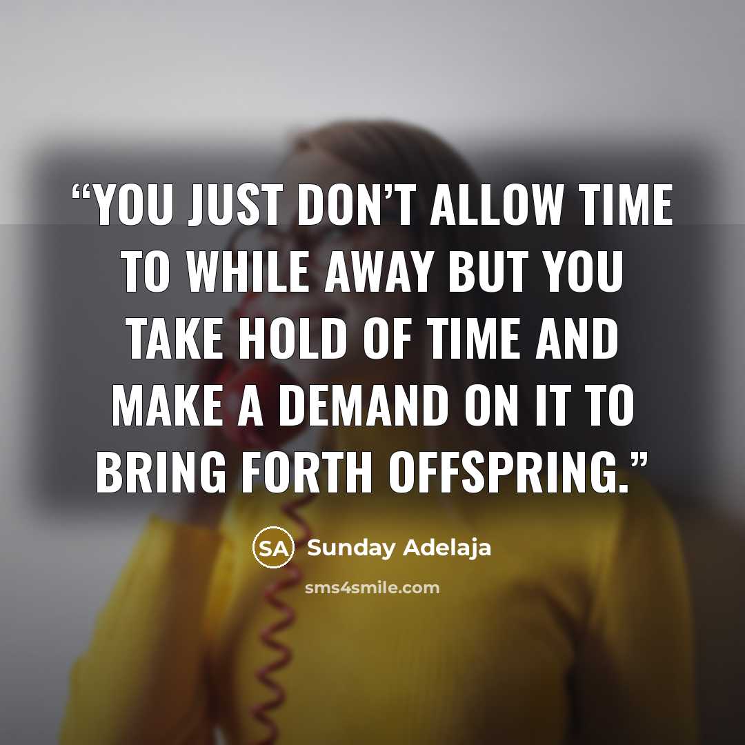 “You just don’t allow time to while away but you take hold of time and make a demand on it to bring forth offspring.” quote by Sunday Adelaja