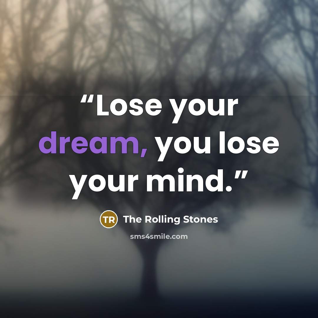 “Lose your dream, you lose your mind.” quote by The Rolling Stones