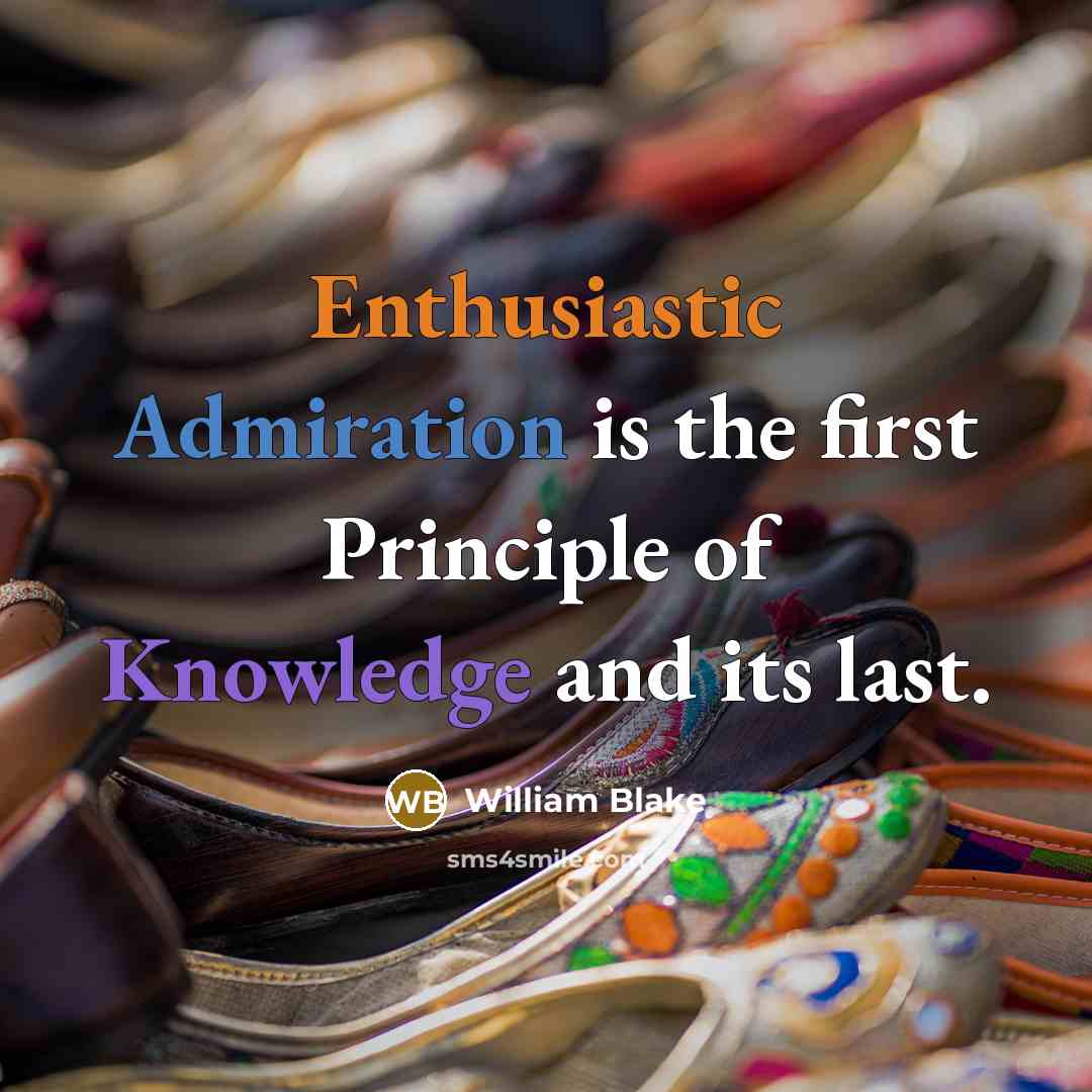 “Enthusiastic Admiration is the first Principle of Knowledge and its last.” quote by William Blake