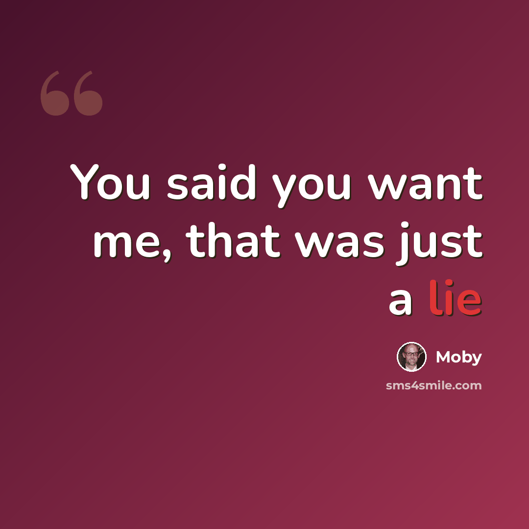 “You said you want me, that was just a lie” quote by Moby