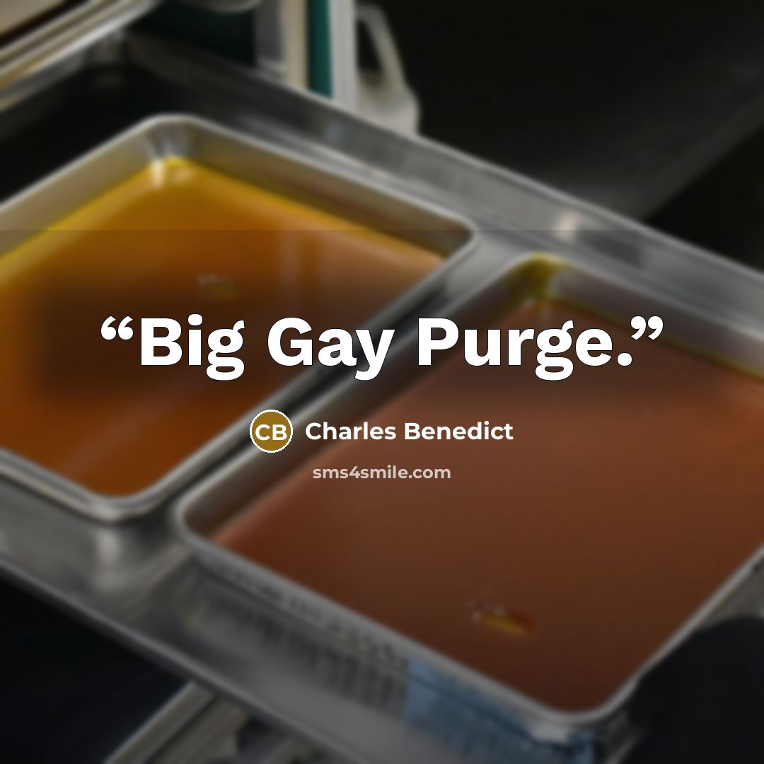 “Big Gay Purge.” quote by Charles Benedict