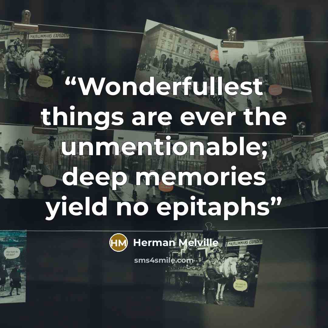 “Wonderfullest things are ever the unmentionable; deep memories yield no epitaphs” quote by Herman Melville
