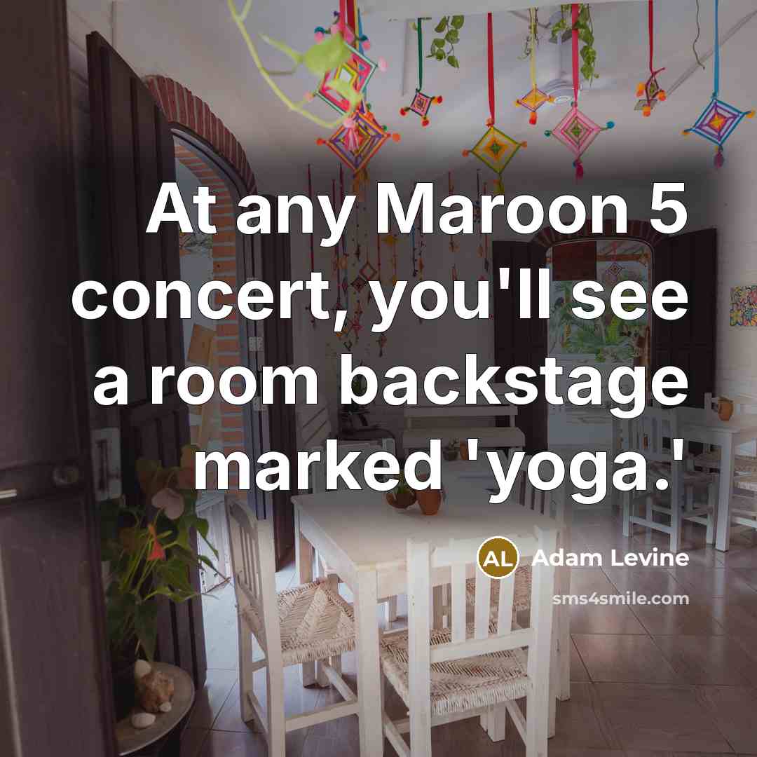 “At any Maroon 5 concert, you'll see a room backstage marked 'yoga.'” quote by Adam Levine