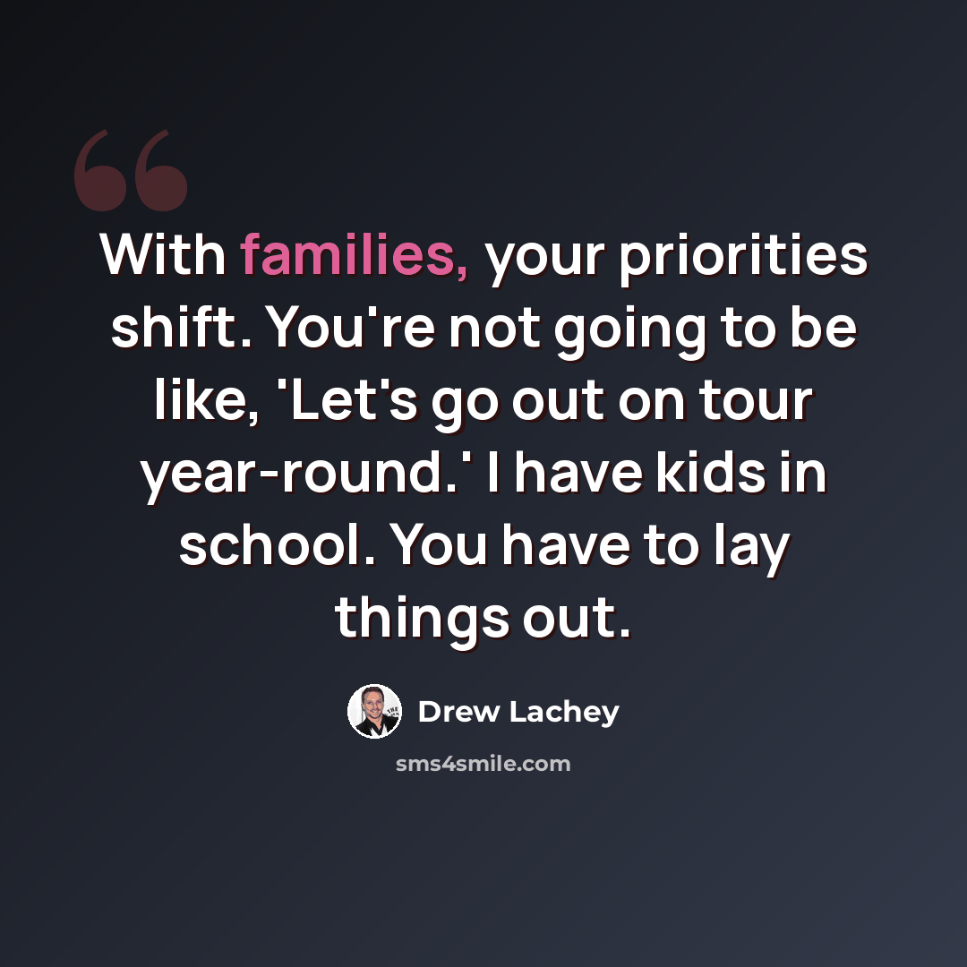 “With families, your priorities shift. You're not going to be like, 'Let's go out on tour year-round.' I have kids in school. You have to lay things out.” quote by Drew Lachey