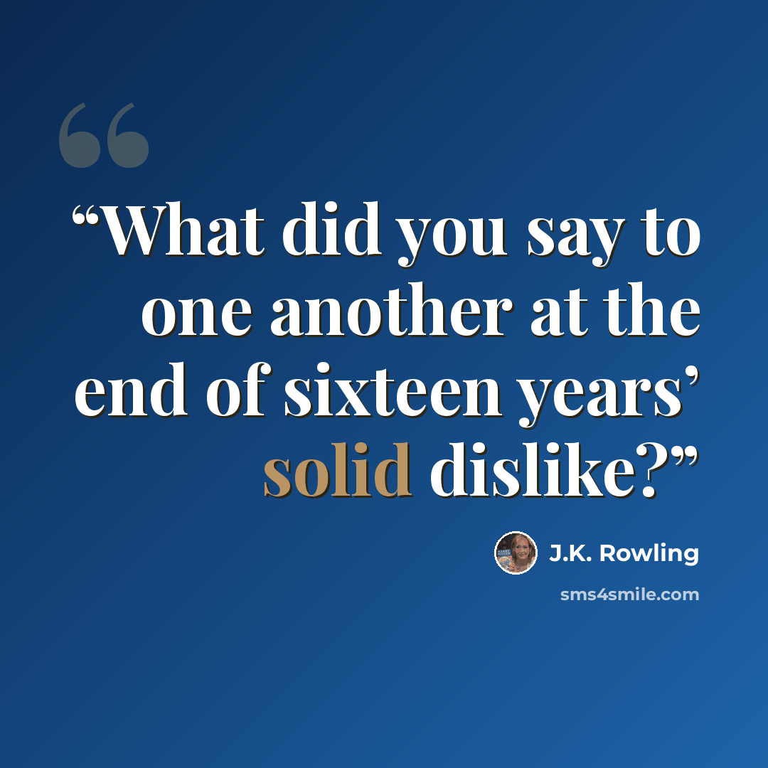 “What did you say to one another at the end of sixteen years’ solid dislike?” quote by J.K. Rowling