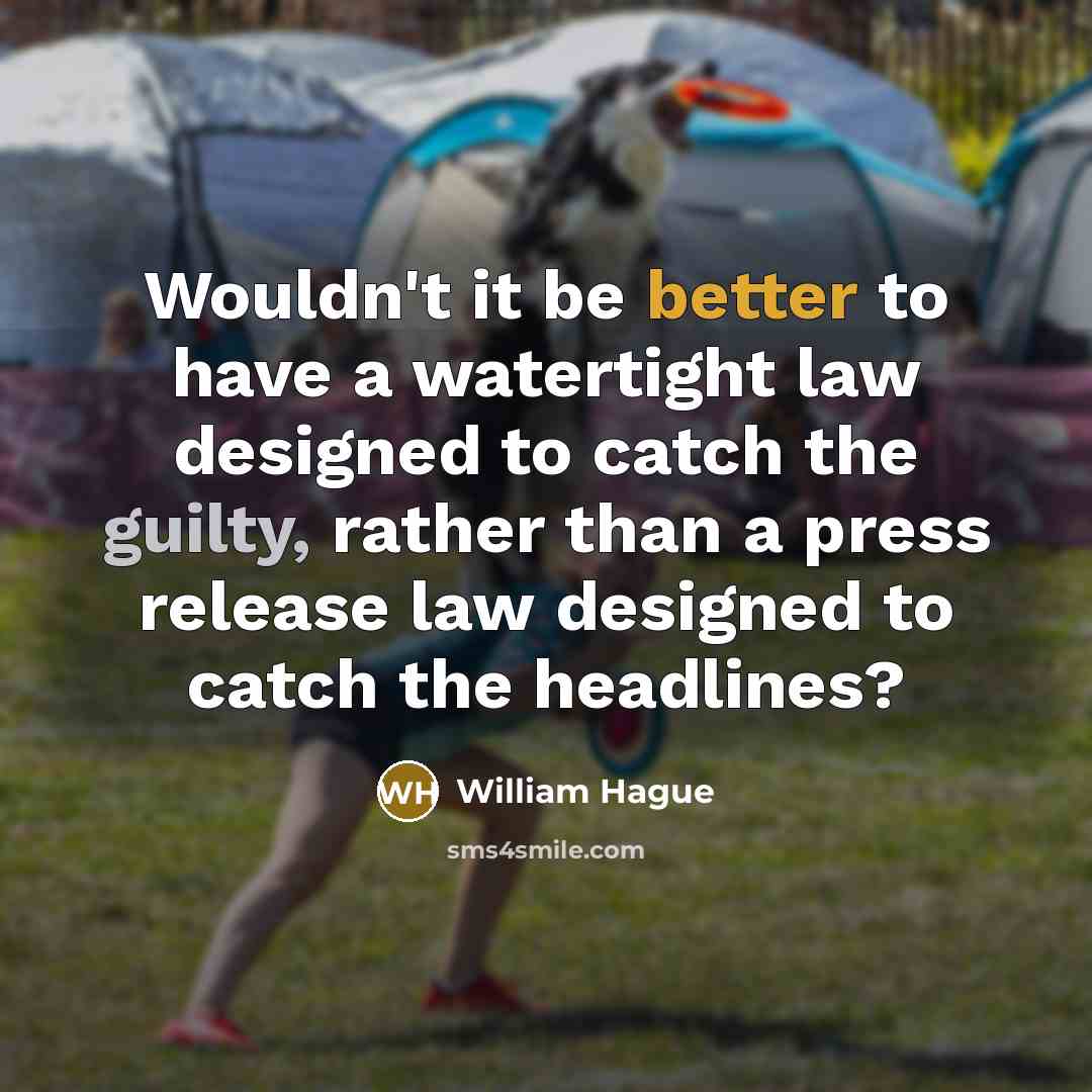 “Wouldn't it be better to have a watertight law designed to catch the guilty, rather than a press release law designed to catch the headlines?” quote by William Hague