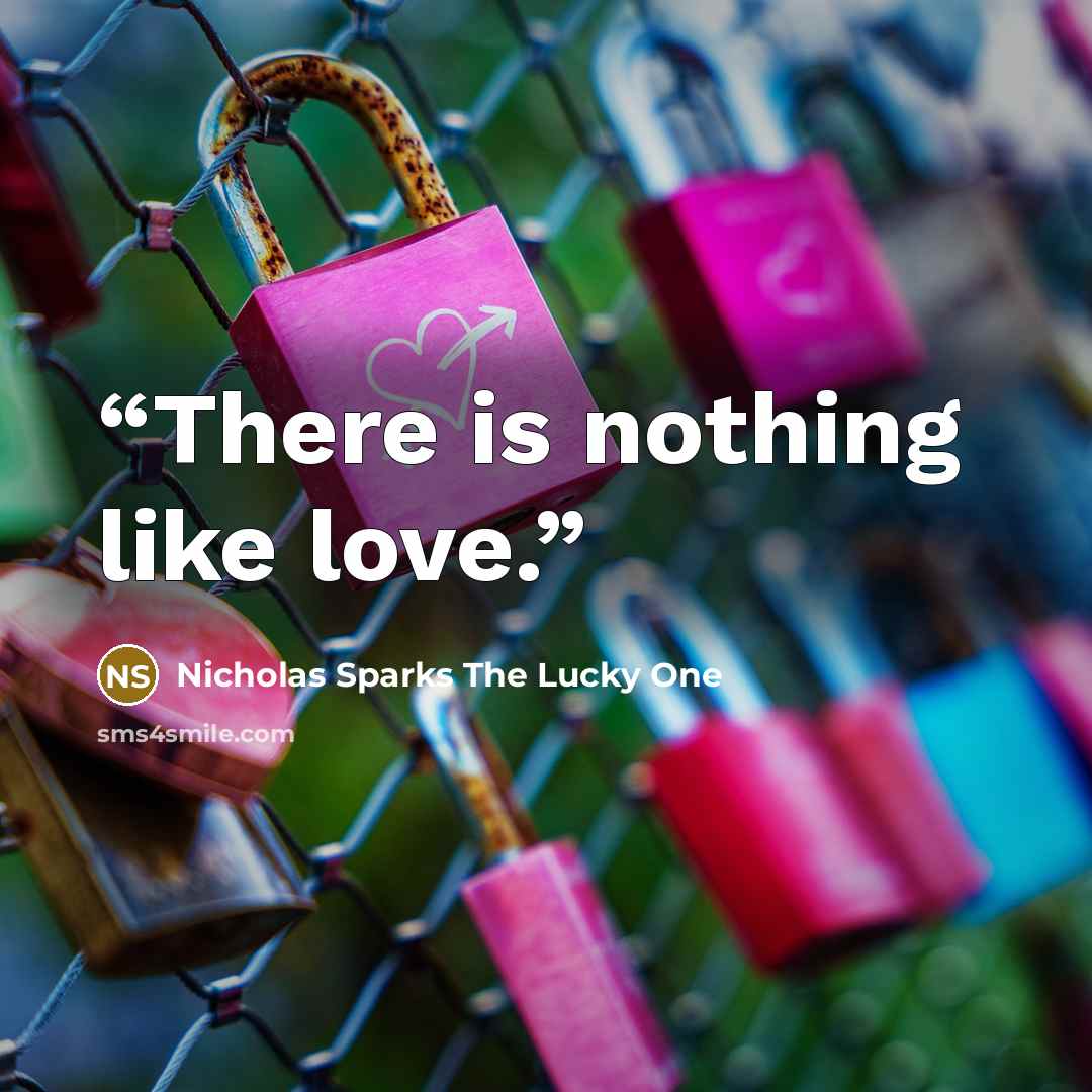 “There is nothing like love.” quote by Nicholas Sparks The Lucky One