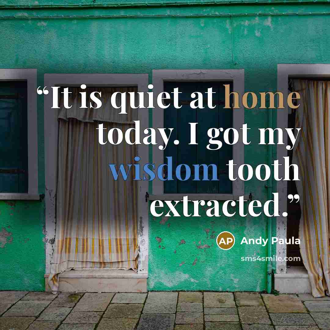 “It is quiet at home today. I got my wisdom tooth extracted.” quote by Andy Paula