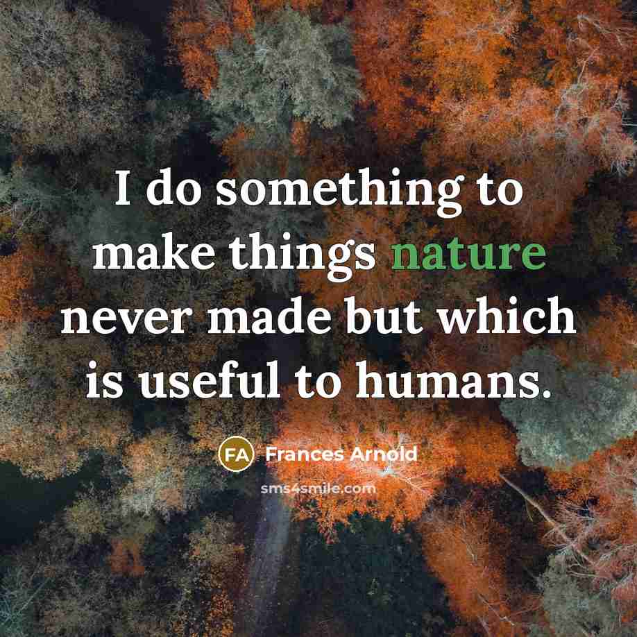 “I do something to make things nature never made but which is useful to humans.” quote by Frances Arnold