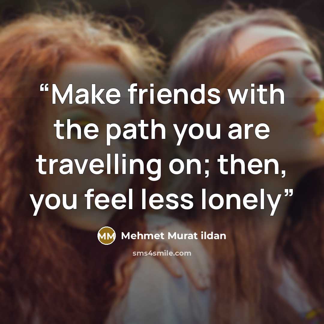“Make friends with the path you are travelling on; then, you feel less lonely” quote by Mehmet Murat ildan