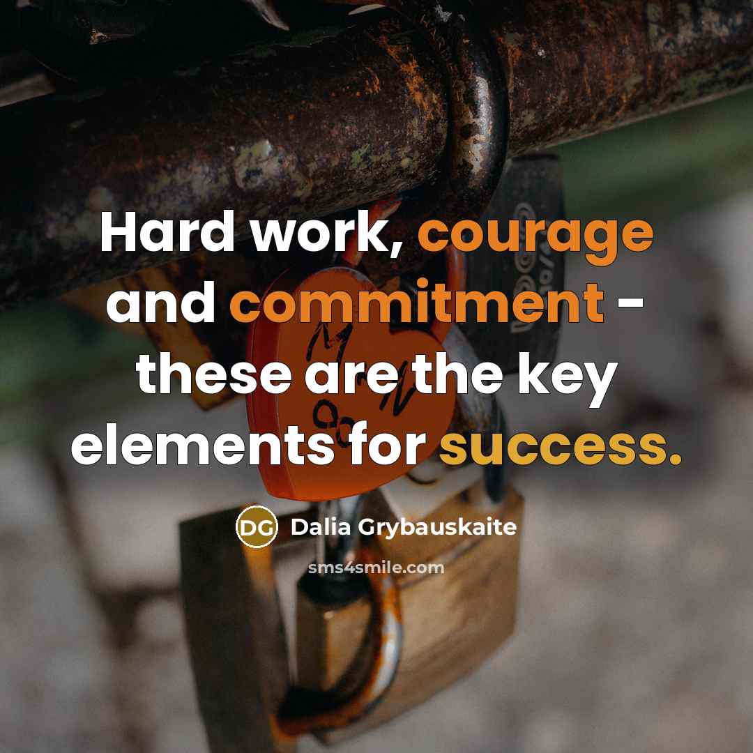 “Hard work, courage and commitment - these are the key elements for success.” quote by Dalia Grybauskaite