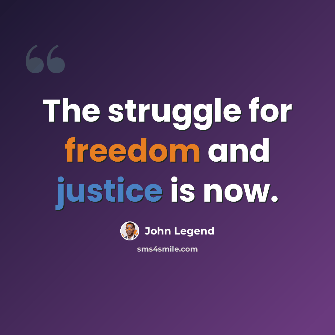 “The struggle for freedom and justice is now.” quote by John Legend