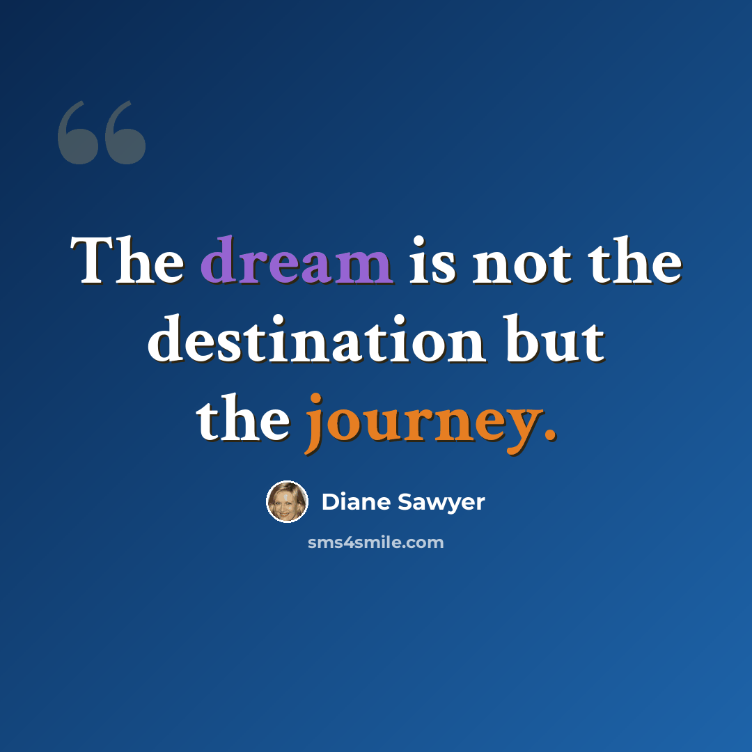 “The dream is not the destination but the journey.” quote by Diane Sawyer